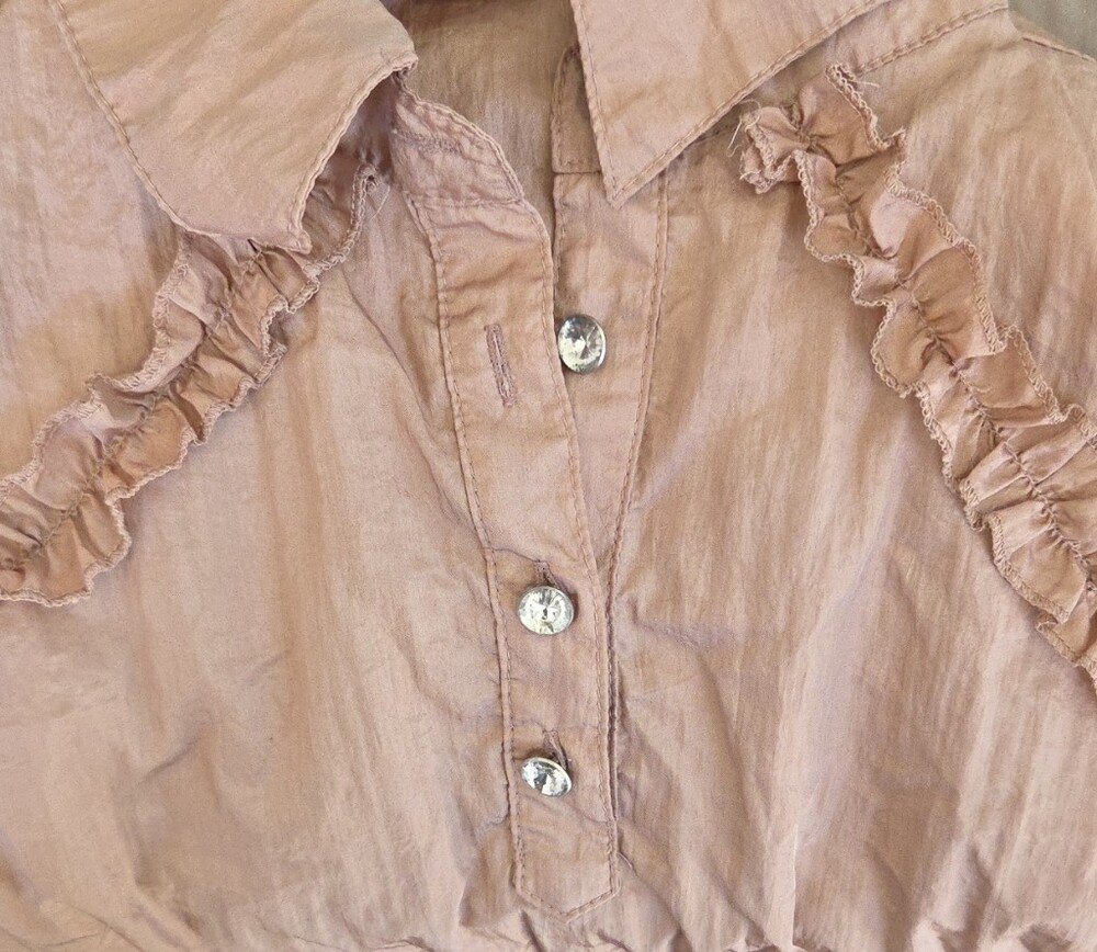 Griffin Paris Blush Ruffle Button-Up Top